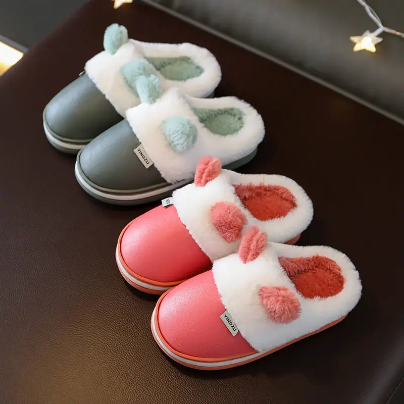 Boys and Girls Cotton Slippers Baby Soft-soled Non-slip Indoor Slippers Keep Warm In Autumn and Winter Children's Furry Slippers