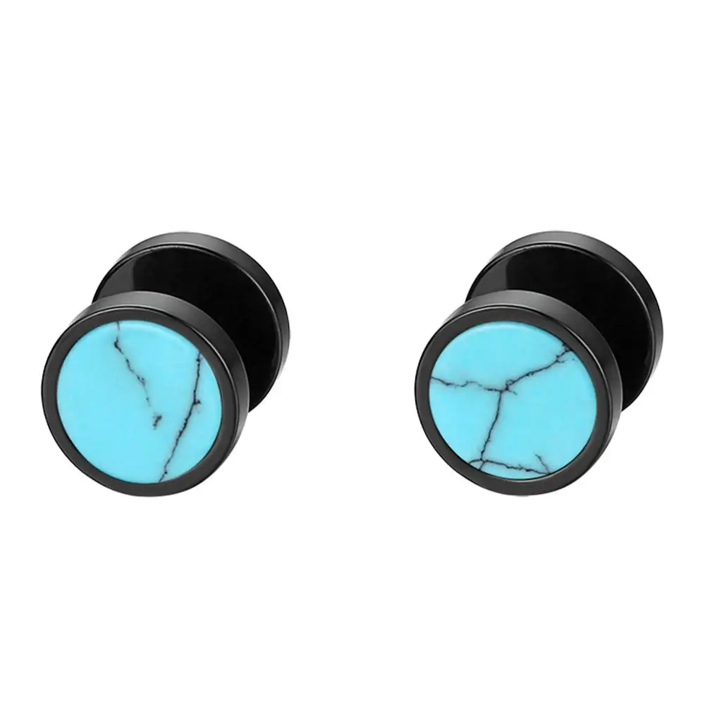 BONISKISS Fashion Stainless Steel Earrings Women Men Barbell Dumbbell Punk Cool Round Stud Earring Male Jewelry Gift Wholesale