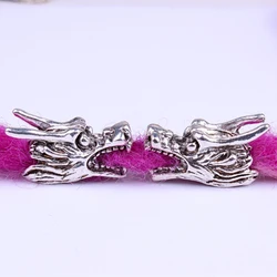 10Pcs/Lot Tibetan Silver Dragon Head Hair Braid Dread Dreadlock Tube Beads Clip Cuff Ring Decor
