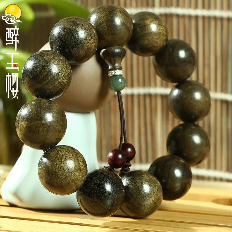 Green Sandalwood Buddhist Prayer Malas Buddha Beads Bracelet Natural Fragrant Wooden Beaded Root with Amulets Men Women Jewelry