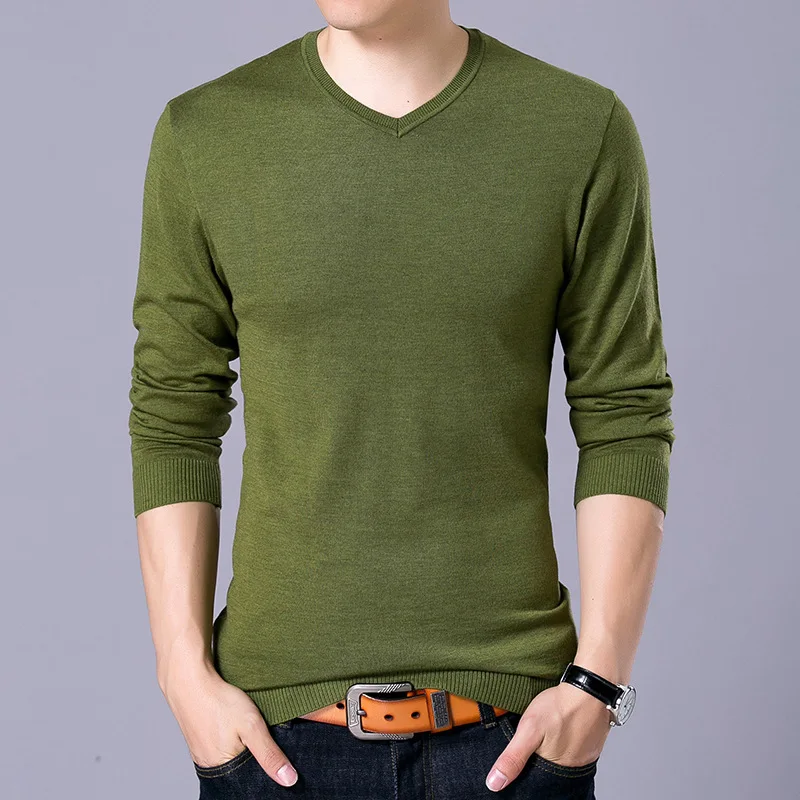 

MRMT 2024 Brand New Men's Pure Color Casual Sweater Wool V Neckwear Casual T-shirt for Male Sweater Tops T-shirt