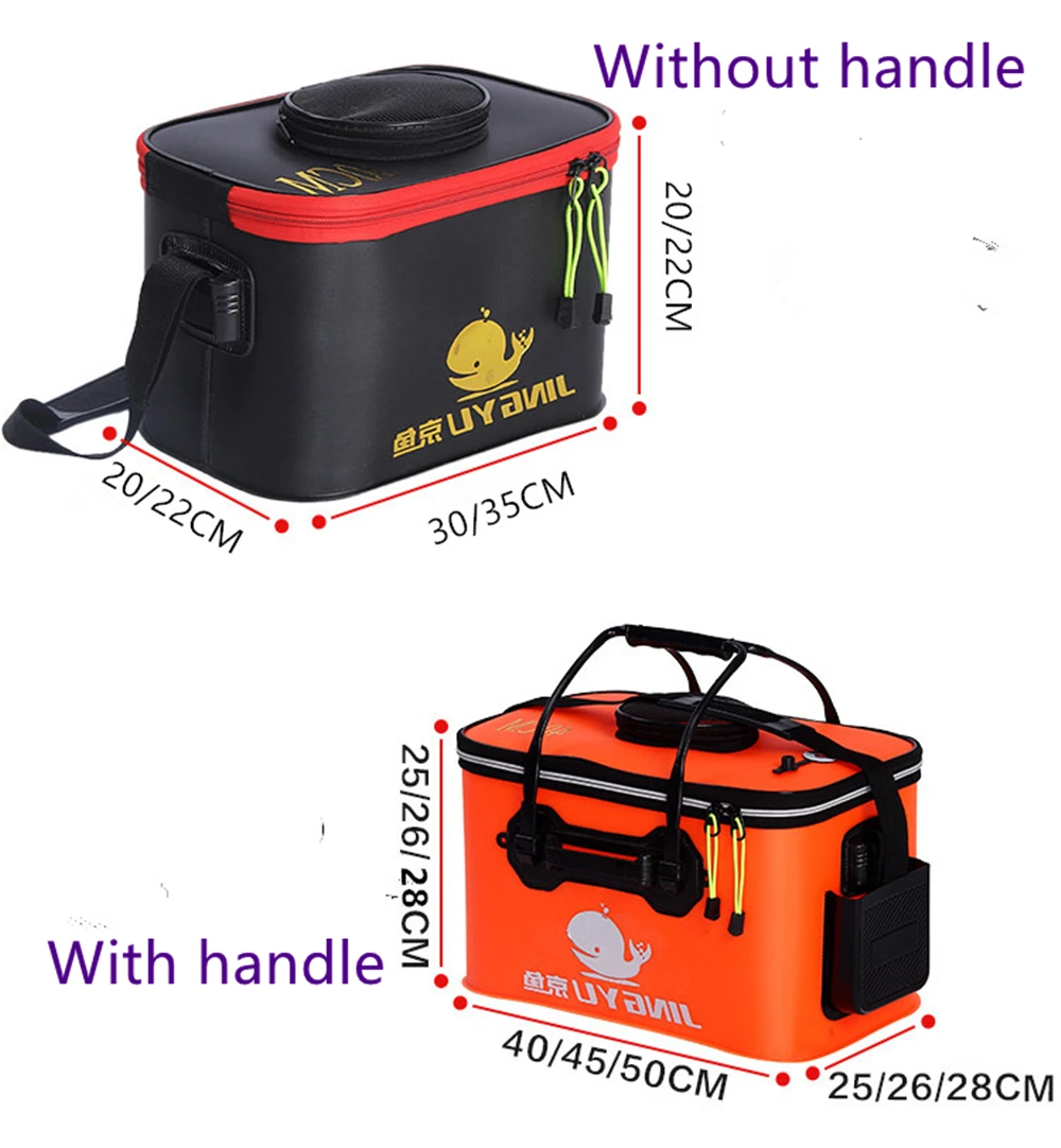 Fly Fishing Box Portable Fish Bag Collapsible Sea Fishing Bucket with EVA Folding Thickened Fish Bucket Outdoor Water Bags Tools