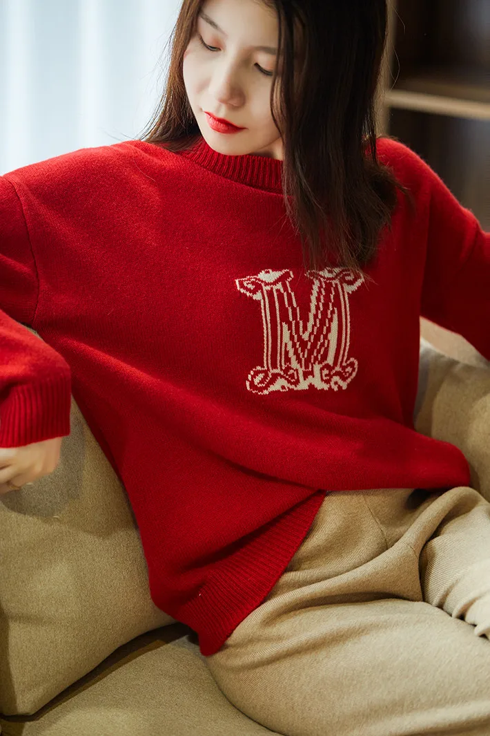 O-Neck casual loose women\'s sweater cashmere wool sweater Long sleeve pullover winter Trend new product