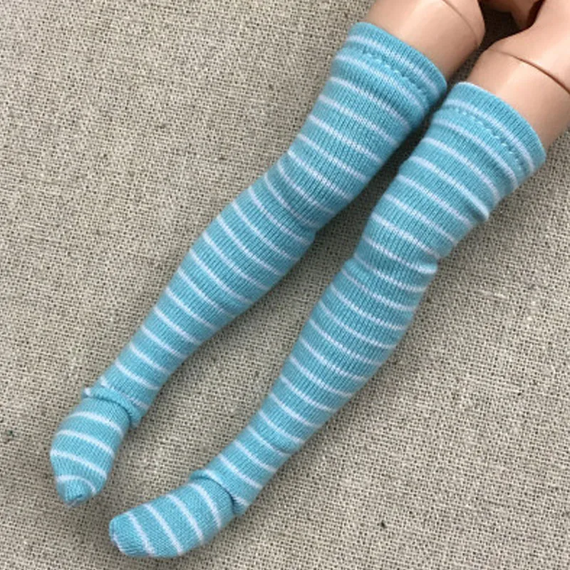 1pair Striped Stockings for Barbie Doll Thigh High Stockings For Blythe 1:6 Doll Long Sock For Momoko 1/6 Doll Accessories Kids