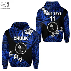 Sudadera con capucha para hombre y mujer, jersey con texto personalizado de la isla polinesiana, Chuuk, país Tribal, cultura, chándal Retro Harajuku, chaqueta con estampado 3D, A1