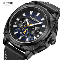 MEGIR New Military Sport Watches Men Luxury Leather Strap Waterproof Quartz Watch Man Top Brand Chronograph Wristwatch 2128