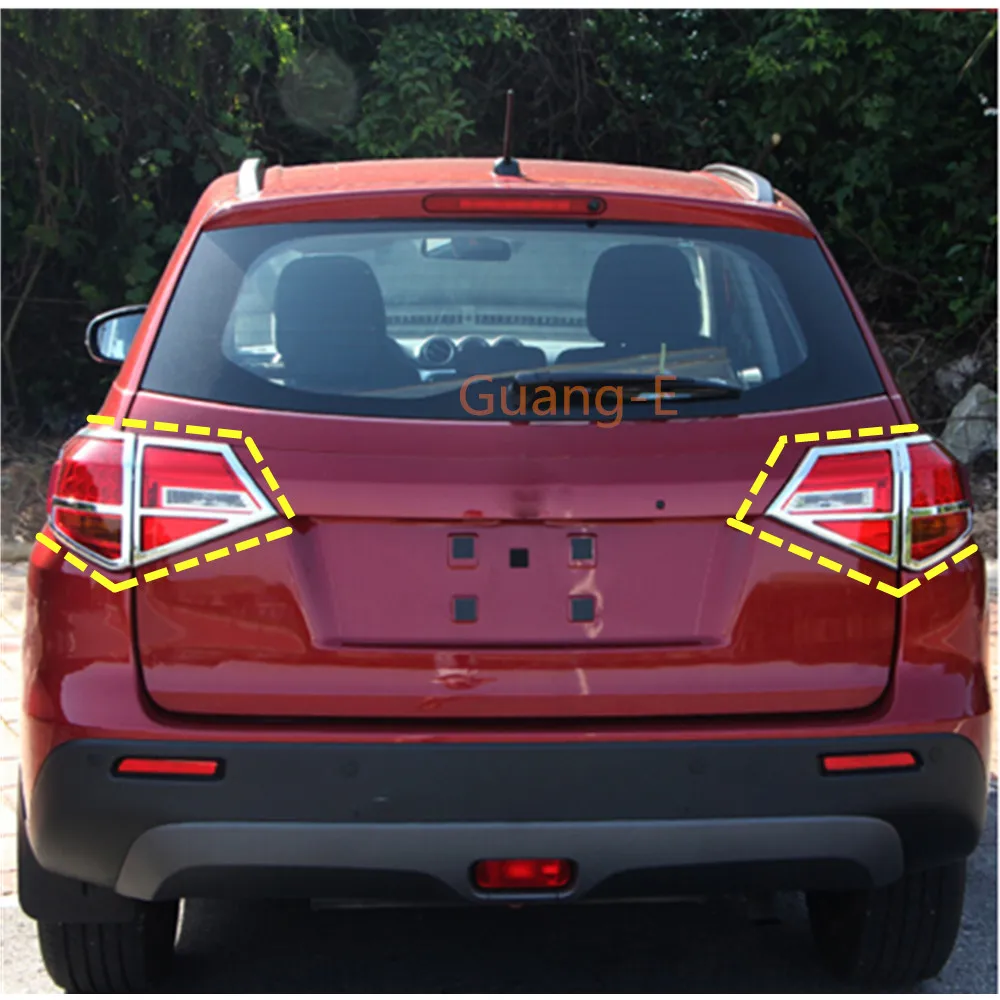 For Suzuki Vitara 2016 2017 2018 2019 Car Rear Tail Back Light Lamp Detector Frame Stick ABS Chrome Cover Switch Trim