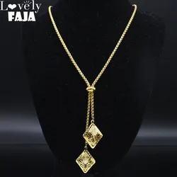 Stainless Steel Geometric Necklace for Women Gold Color Long Chain Necklace Jewelry acero inoxidable joyeria mujer N1525-2S03