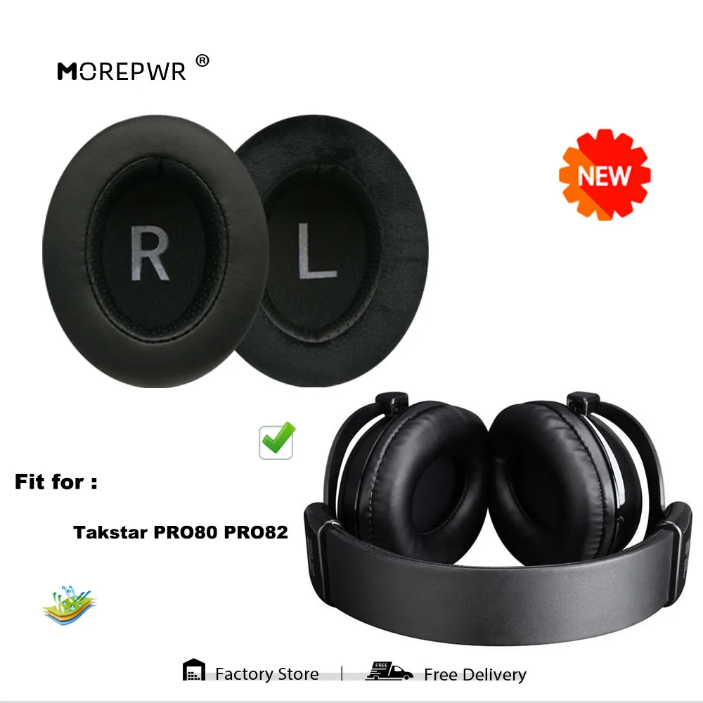 

Morepwr новые обновленные Сменные амбушюры для гарнитуры Takstar PRO80 PRO82, кожаные подушки, бархатные амбушюры для наушников