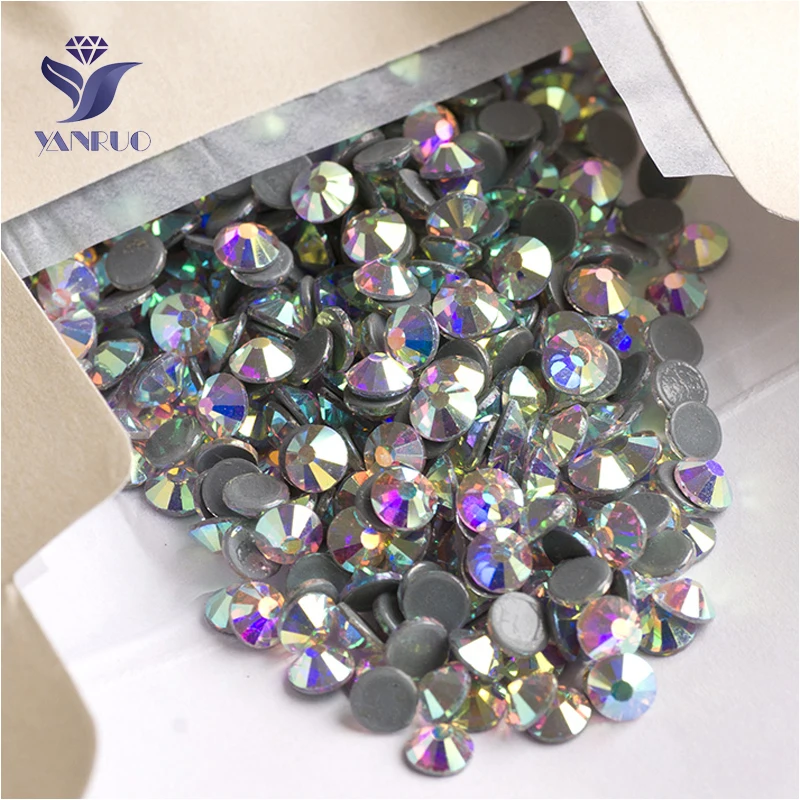 YANRUO 2028HF SS4-SS50 AB Rhinestone Flatback Strass Crystal Hotfix Glass Hot Fix Glass Stones For Garment