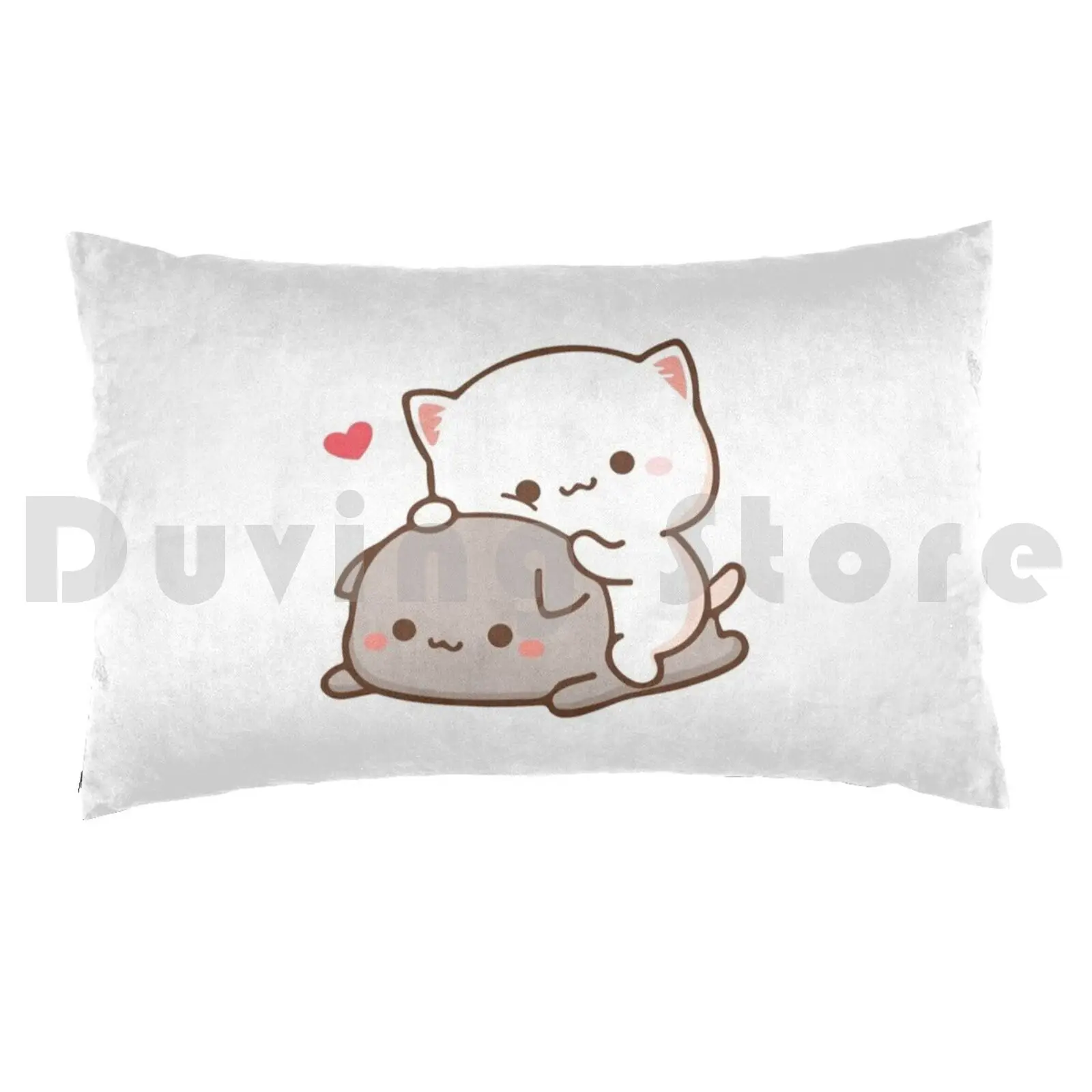 Peach Sitting On Goma-Mochi Peach Cat Pillow Case Printed 35x50 Peach Cat Goma Mochi Cat Kitty Cute