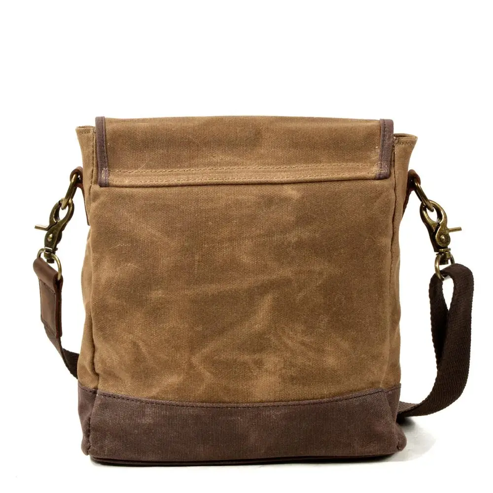 Bolso de hombro de lona encerada verde oliva, monedero de uso diario