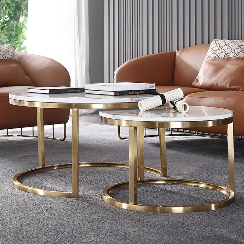 European-style Marble Household Simple Modern Wholesale Round Coffee Table  Living Room Nordic Small Apartment Combination