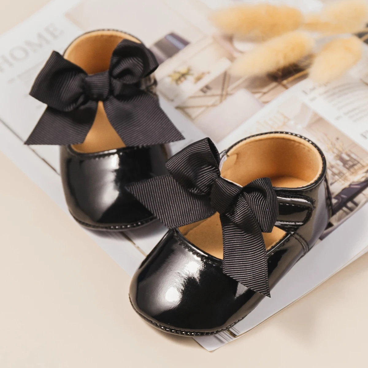 KIDSUN 2021 New Baby Girls Princess Shoes Pink Bow-knot Dress Shoes PU Leather Rubber Soft-sole Non-slip Casual Toddler Shoes