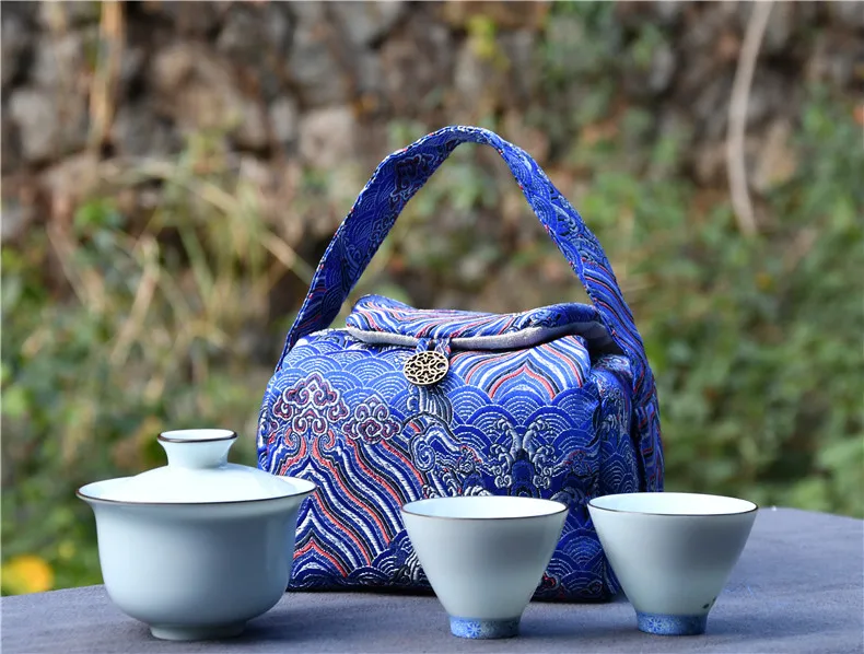 Vintage Teaware Storage Bag Accessories Teacup Teapot Bags Travel Outdoor Portable Tea Cup Cozies Food Jewelry Nuts PackageLA451