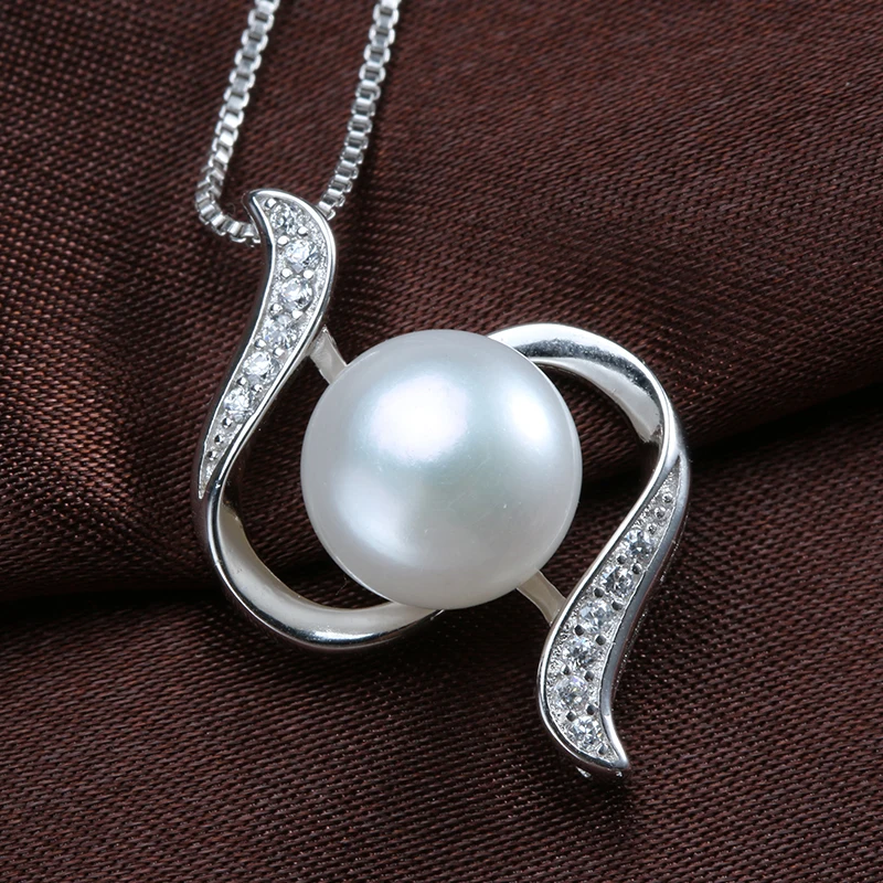 HENGSHENG AAAA Quality Genuine Freshwater Pearl Bread Round 925 Silver Zircon Pendant Necklace Trendy Wedding Jewelry For Bridal