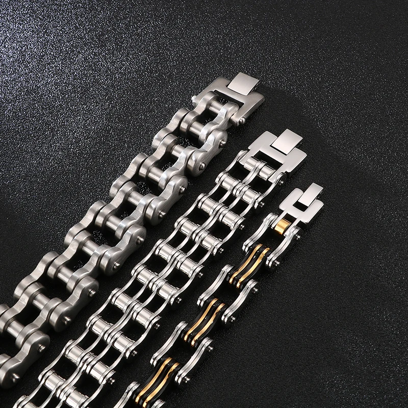 KALEN Punk 316 Stainless Steel Bike Chain Bracelets for Men Hip Hop Heavy Chunky Bicycle Chain Armbanden Manly Biker Jewellry