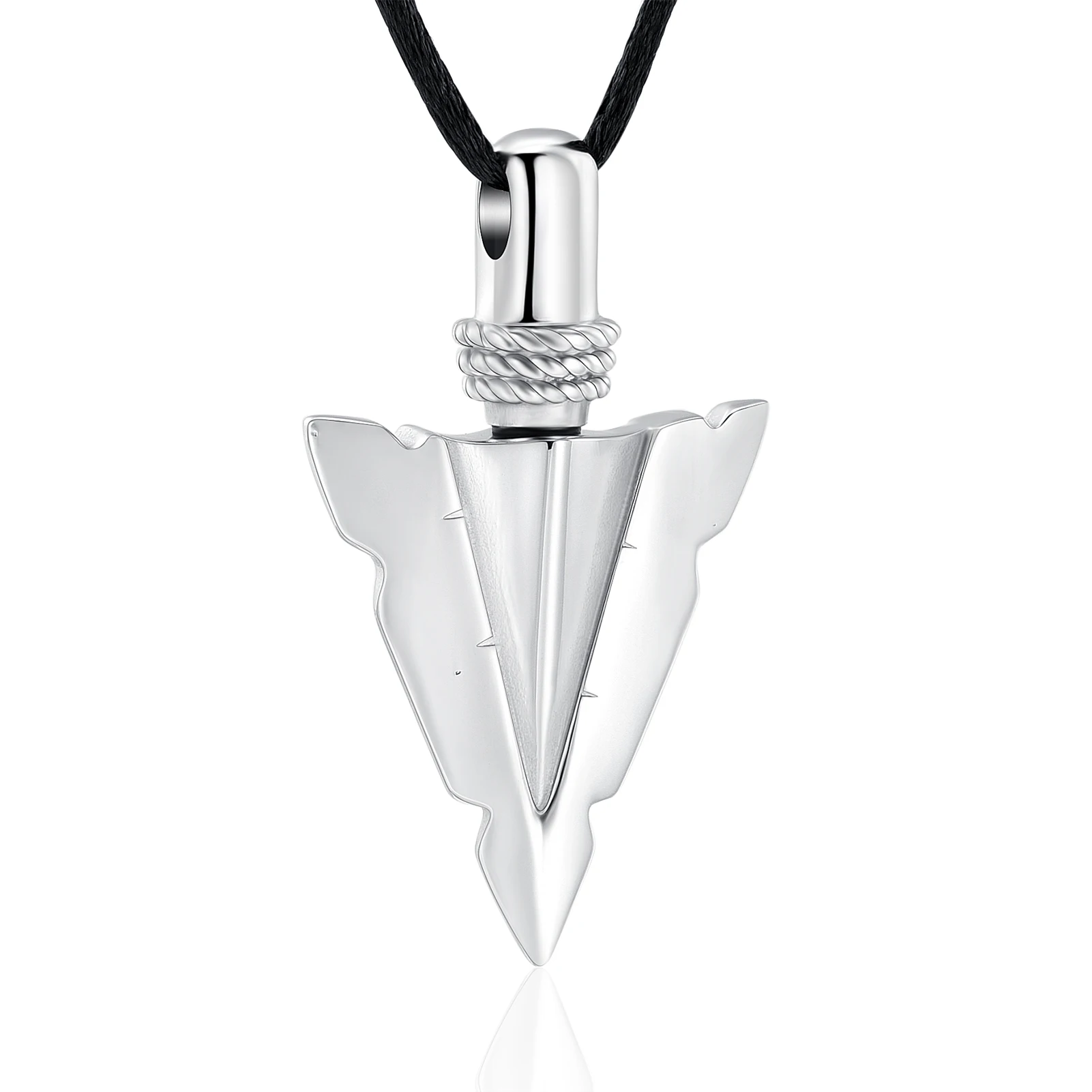 Stainless Steel Arrowhead Memorial Urn Necklace Hold Ashes For Women Men Keepsake Pendant Cremation Jewelry