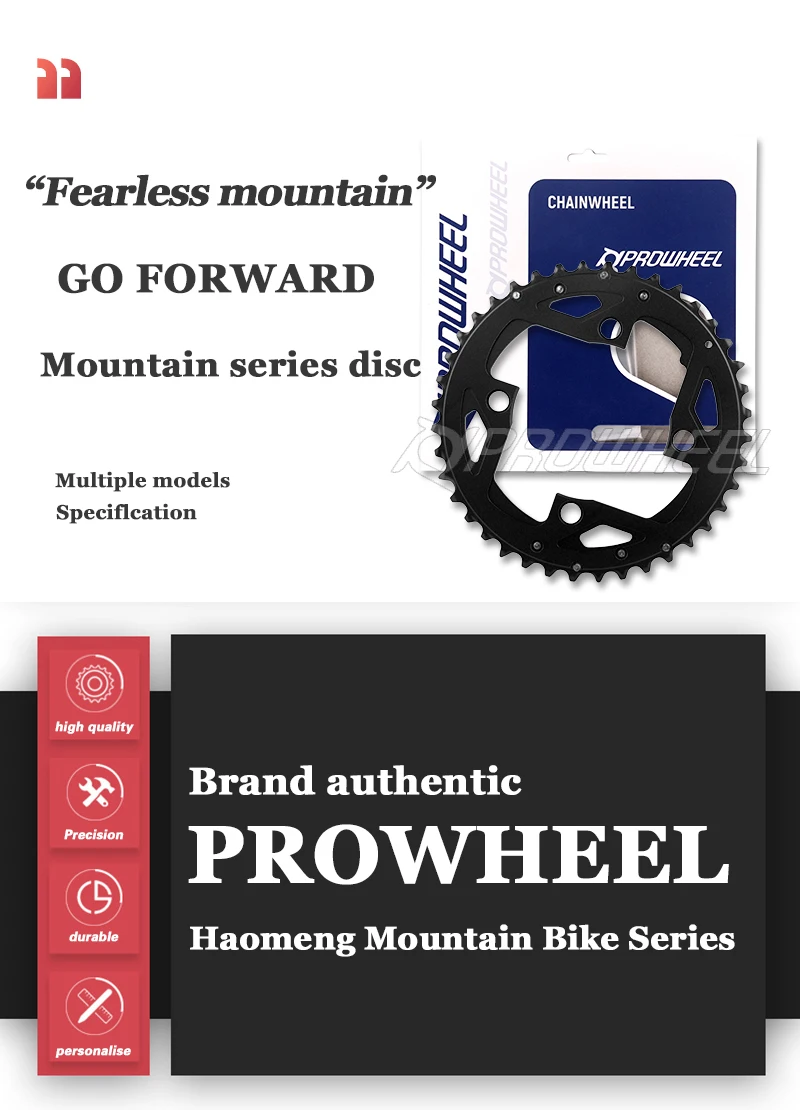 PROWHEEL MTB Kettenblatt 64/96/104BCD Mountainbike-Kettenrad 22T 24T 30T 32T 40T 42T 44T Zahnkranz Stahllegierung Fahrradteil – Detail 2