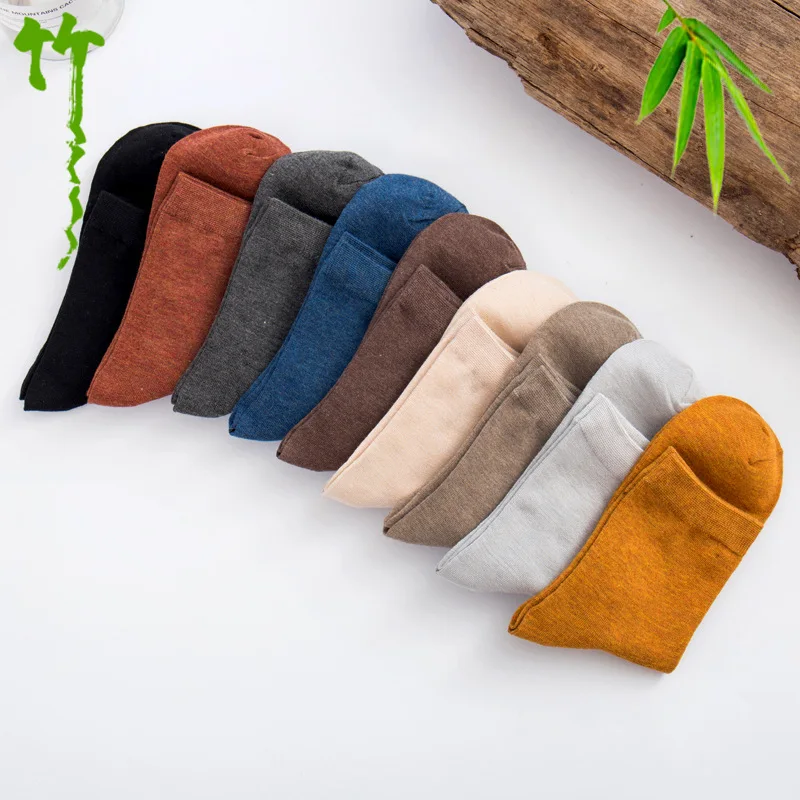 5Pairs/lot Pure Color Bamboo Socks for Men Summer Breatheable Socks No Smell Men Brand Gentleman Business Dress Socks No Box