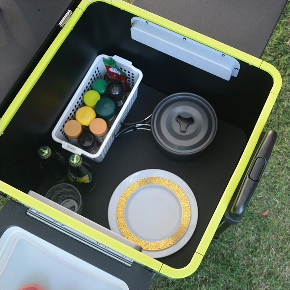 Boîte de rangement portable pliante pour équipement de cuisine, 60L, table de camping pliante avec vison, adaptée pour la randonnée et la cuisine, nouveau