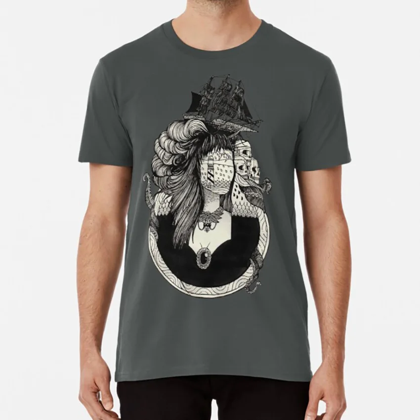 Lady Light. T Shirt Lighthouse Headlight Sailing Ship Ship Pirate Lady Joreeman Skull Octopus Kraken