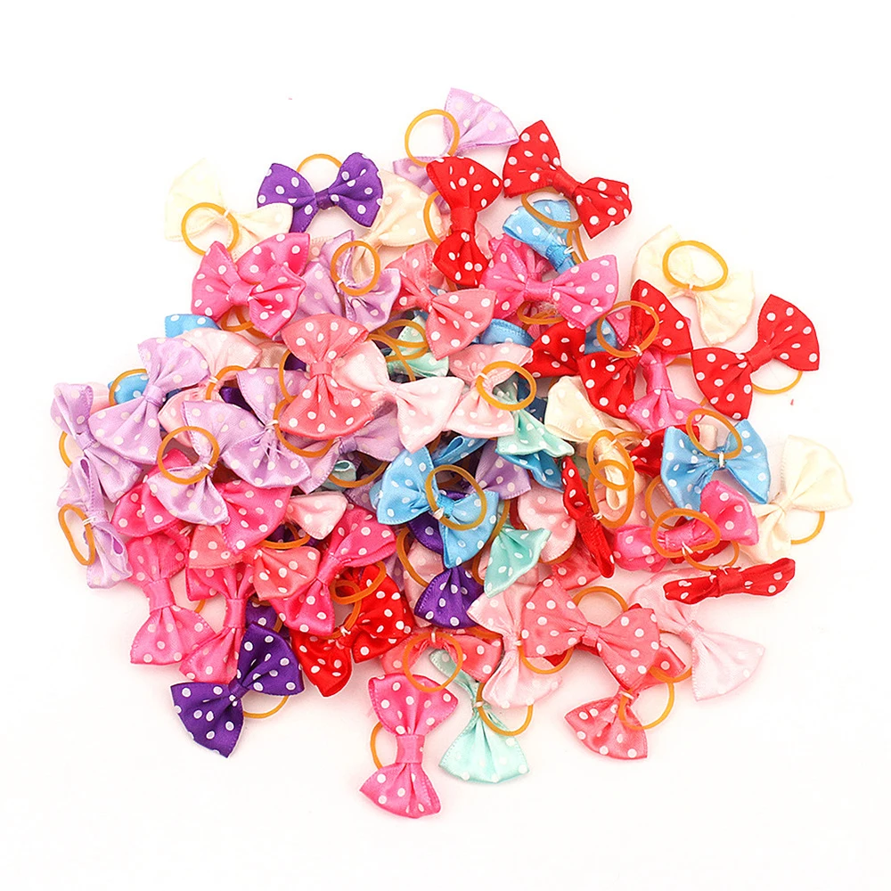 12PCS pet Bows Dog Hair Bows for Puppy Yorkshirk Small Dogs Hair Accessories Grooming Bows Rubber Bands Dog Bows Pet Supplies