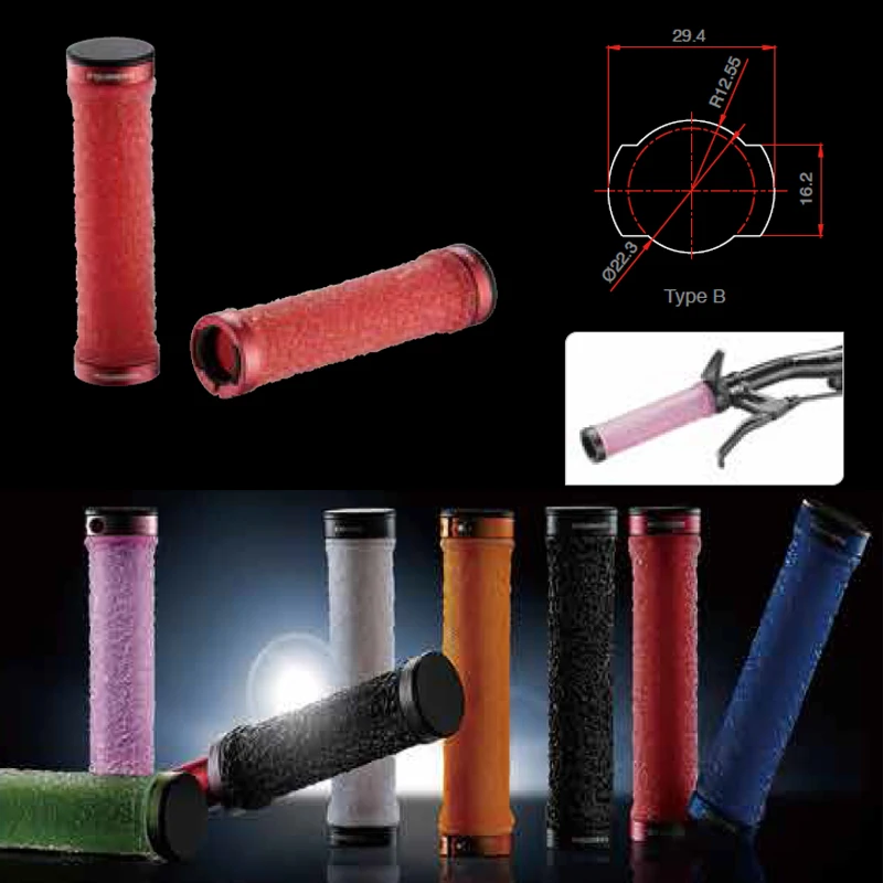 

FOURIERS GP-S002-V Bicycle Mountain Bike Ergonomic Rubber Handlebar Grips Durable MTB Road Cycling Silica gel