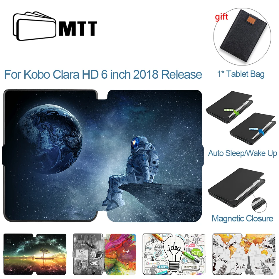 MTT Case For Kobo Clara HD 6 inch E-Book 2018 Release Slim PU Leather Ereader Protector Cover for Kobo Clara 6'' Funda coque