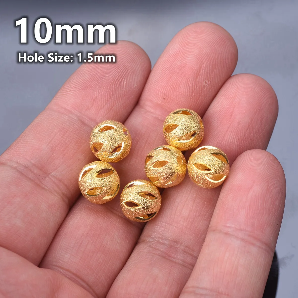20 stücke 10mm Plattiert Gold Farbe Silber Farbe Runde Split Löcher Hohl Matte Metall Messing Lose Spacer Perlen Für schmuck Machen DIY