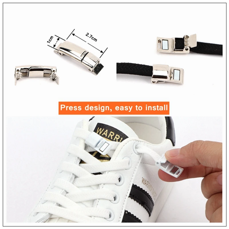 1 Paar elastische Schnürsenkel mit magnetischer Verriegelung, keine Krawatte, flache Schnürsenkel für alle Schuhe, Turnschuhe, Kinder und Erwachsene, faule Schnürsenkel – Detail 2