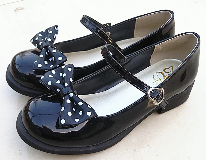 

Honeycherry Lolita Japanese Patent Leather College Style Student Shoes Uniform Shoes Performance Shoes Bow Women's Single Shoes.