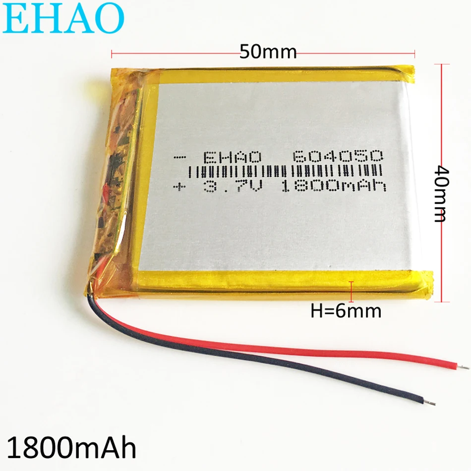 3.7V 1800mAh 604050 Lithium Polymer Li-Po Rechargeable Battery Cells  For Mp3 GPS PSP Camera Laptop Power bank Electronic Part