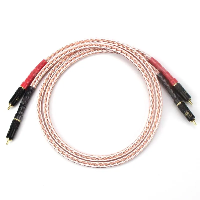Wysokiej jakości kabel RCA 8TC 7N OCC, wykonany z czystej miedzi, przeznaczony do wysokiej klasy wzmacniaczy CD, kabel audio 2RCA – 2RCA, z wtyczkami męskimi. — zdjęcie produktu 7