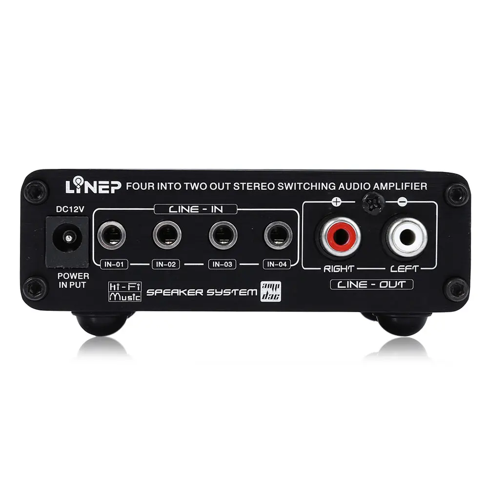音声増幅スイッチャー4で2アウト、ヘッドフォンスイッチオーディオアンプヘッドセット信号リッタスイッチスイッチャーアンプ