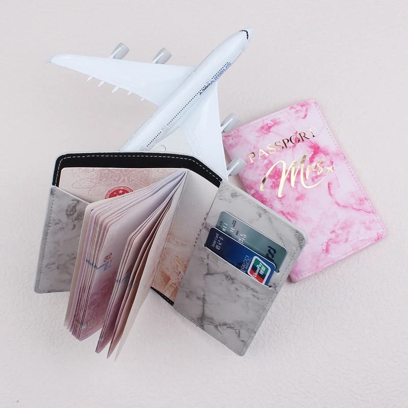 New Mr Mrs Lover Couple Passport Cover Marbling Women Men Travel Wedding Passport Cover Holder Travel Case CH42