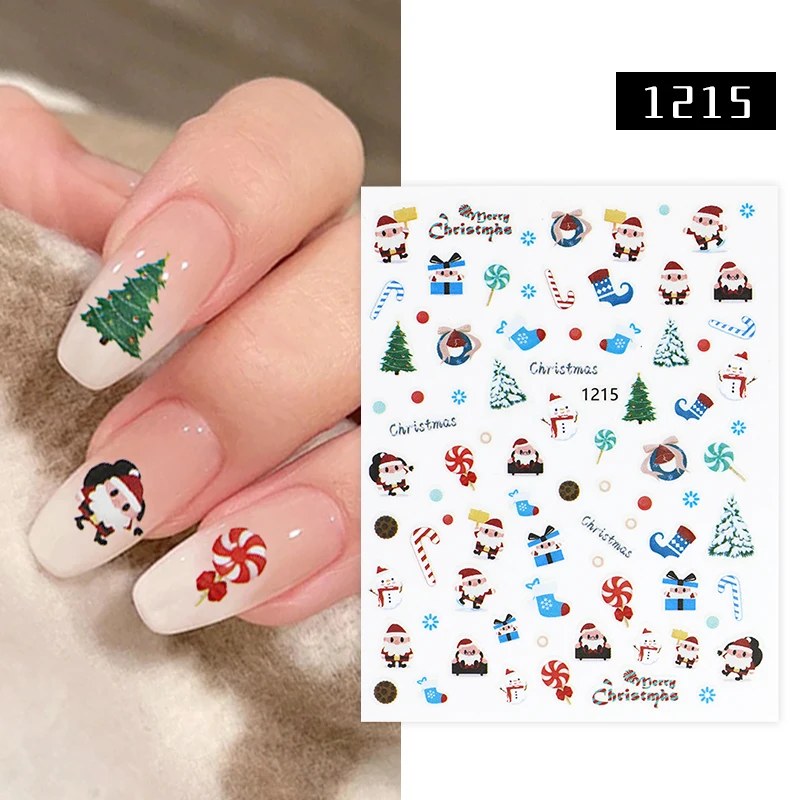 Christmas Nail Art Sticker Design Colourful Decals Evil Eye Pattern Trasnfer Sliders for New Year Nail Decoration