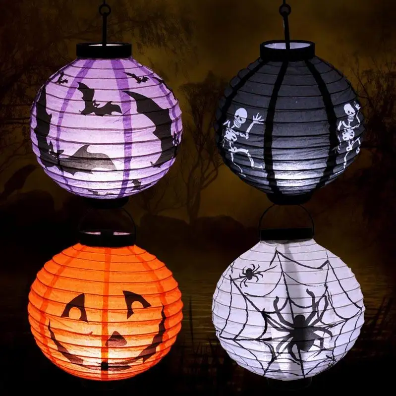 10inch Pumpkin lantern paper Halloween lanterns cartoon Bat lantern Halloween party decor Funny toys birthday party decor