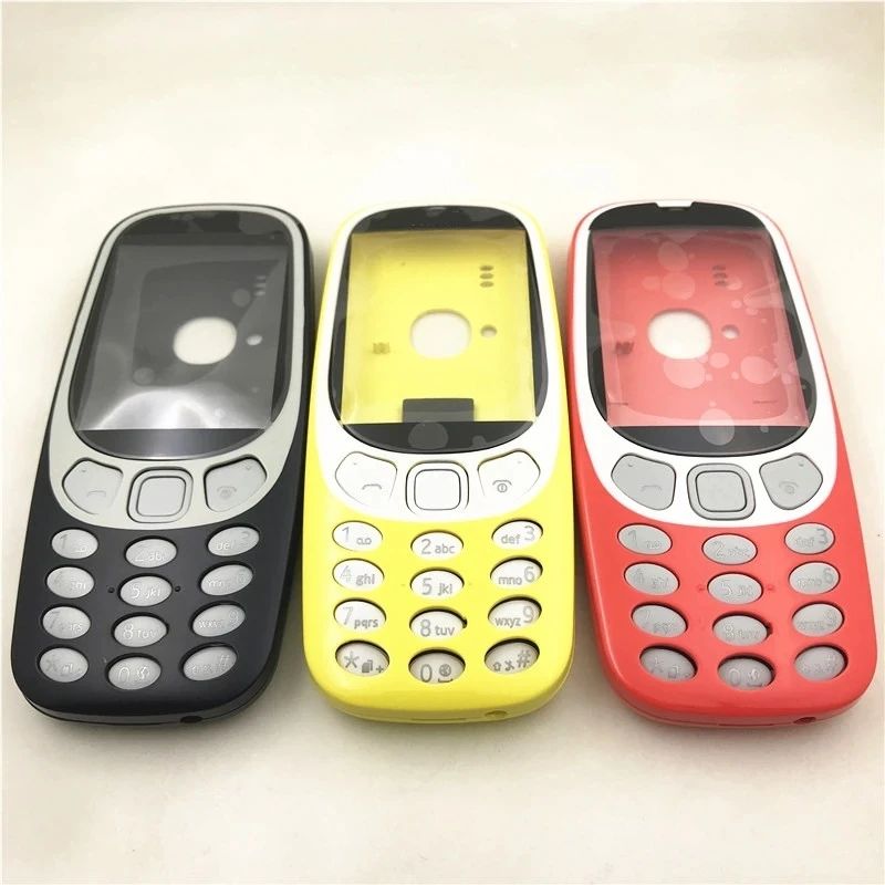 New Full Housing For Nokia 3310 (2G Version) Face Frame + Battery Door Back Cover Housing With English Keyboard