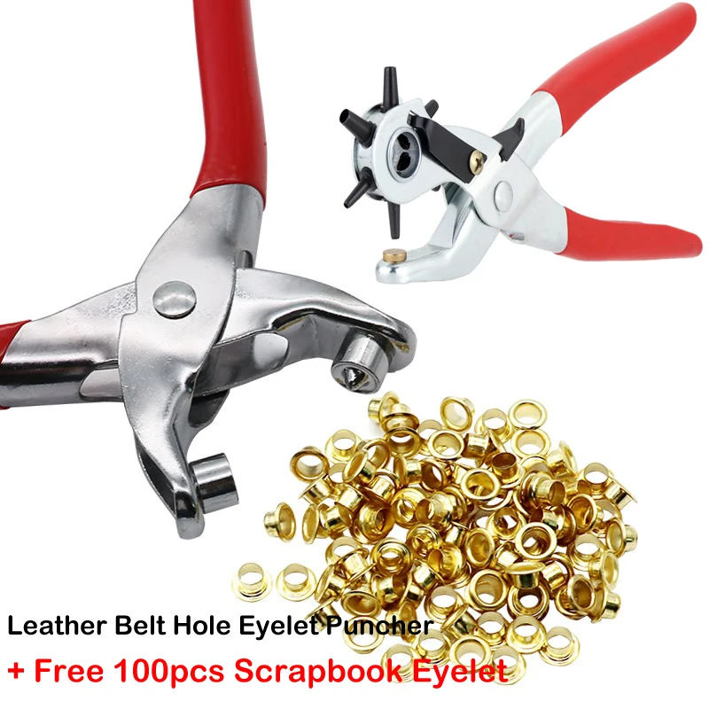 Eyelet Hole Puncher Leather Belt Hole Punch Plier Revolve Sewing Machine Bag Setter Tool Watchband Strap Household leathercraft