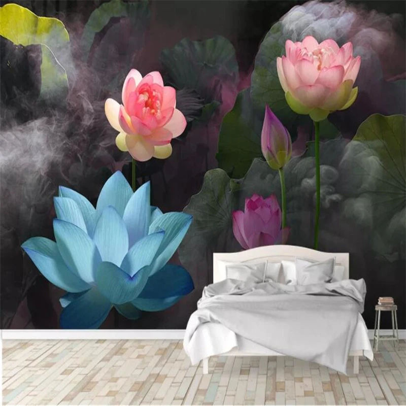 

beibehang Custom Nordic abstract lotus lotus leaf wallpapers for living room TV background 3D mural wallpaper for wall covering