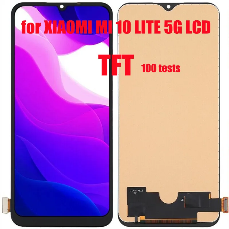 หน้าจอ LCD สำหรับ XIAOMI MI 10 LITE 5G M2002J9G ECRAN จอแสดงผล PANTALLA TFT ผ้าใบหน้าจอไม่มีลายนิ้วมือ