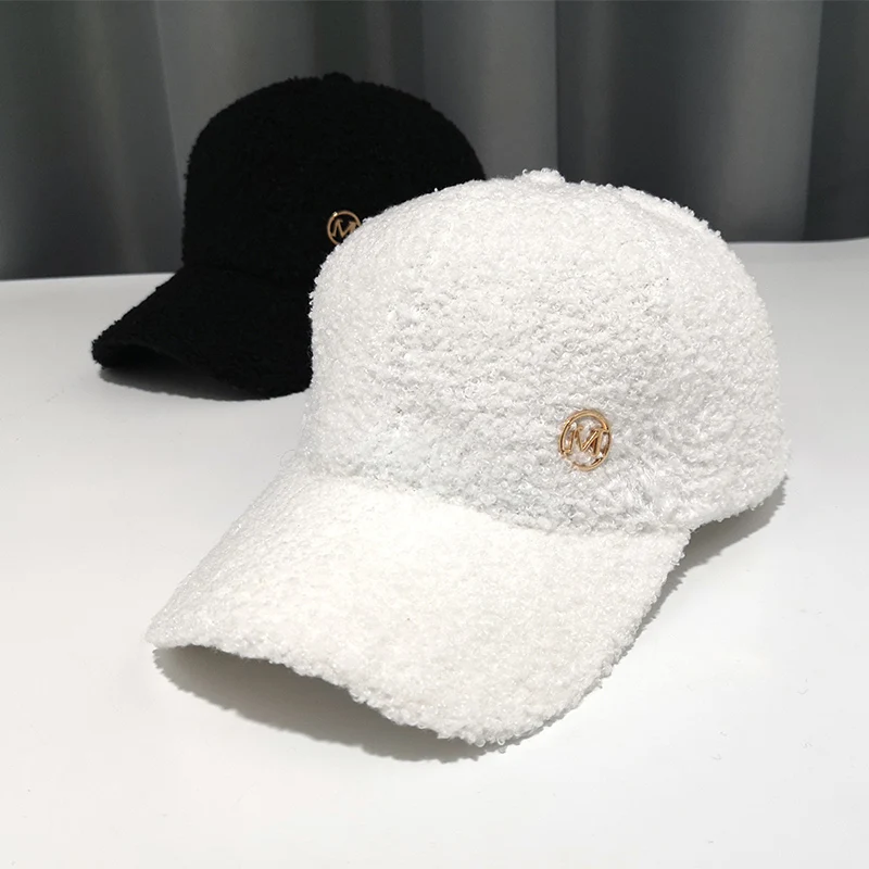 Imitation Lamb Wool Warm Caps for Men and Women Autumn and Winter All-match Trendy Brand New Baseball Cap Korean Ladies Hats