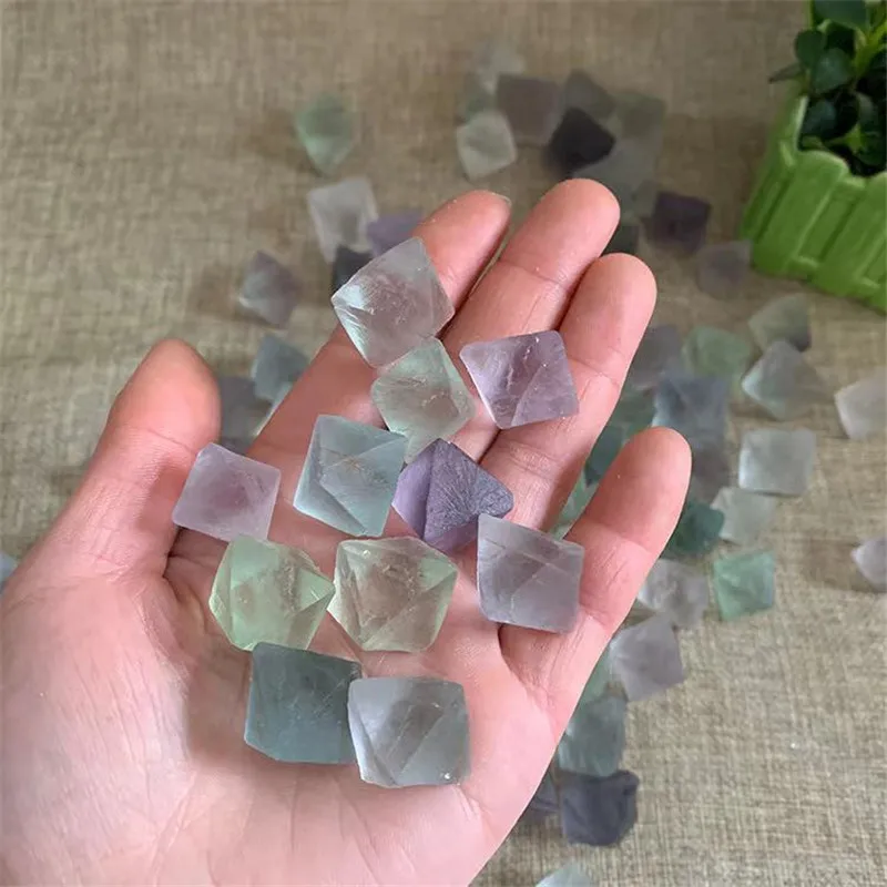 100g Natural Mixed Fluorite Octahedron Gem Small Rough Stone Specimen Healing DIY Natural Quartz Crystals Stones and Crystals