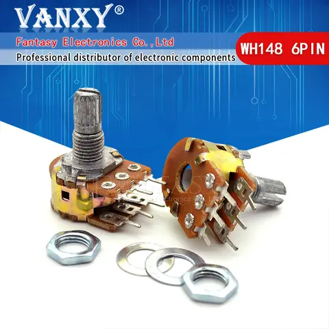 6Pin Shaft Potentiometers B1K to B1M 5pcs vanxy