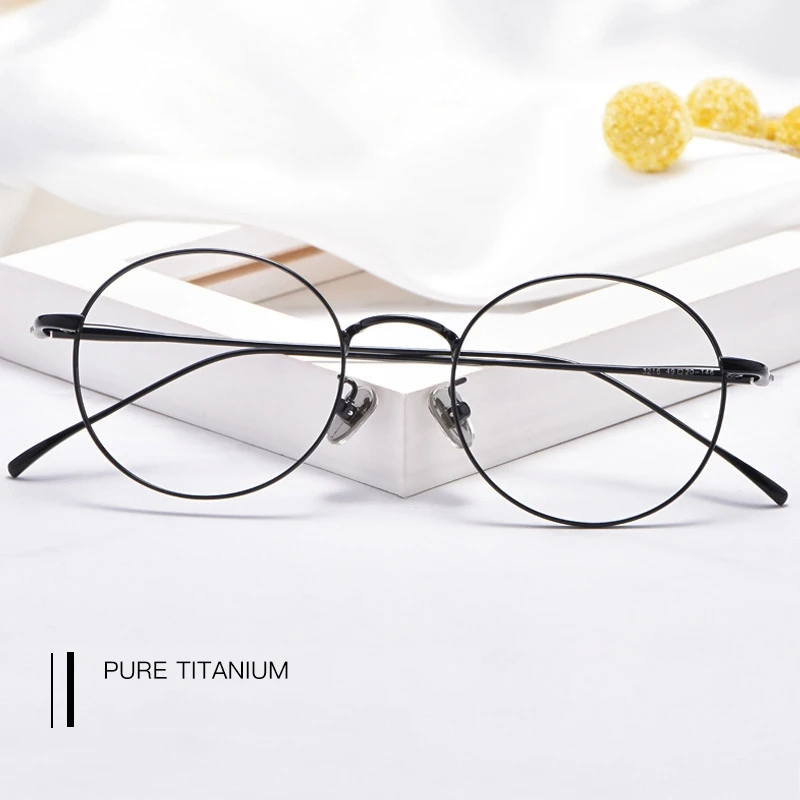 

Pure Titanium Round Retro Glasses Frame Full Frame Myopia Glasses Men And Women Fashion Prescription Spectacles Frames 3216