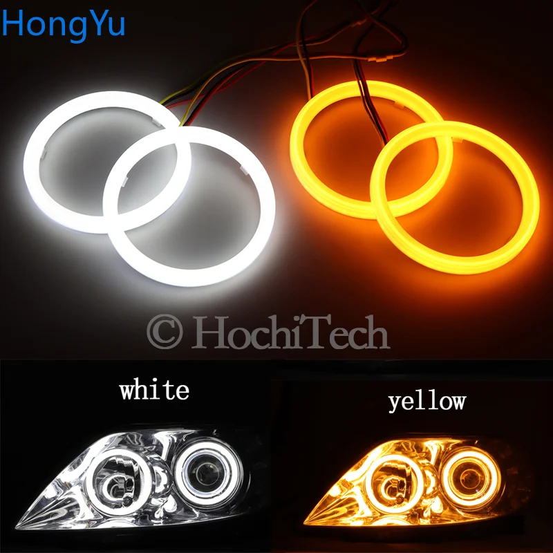 LED bawełniany biało-żółty pierścień anioła 60mm 70mm 80mm 90mm 100mm 110mm 120mm Automatyczne oczy DRL z kierunkowskazem