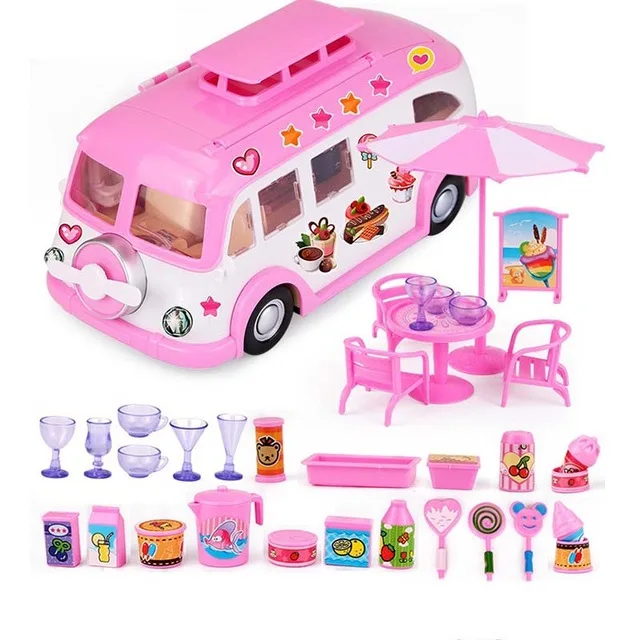 DIY Doll House For LOL Doll Convertible Picnic Car Picnic Bus Cute DollHouse Miniatures Kids Toys Girl Birthday Best Gifts