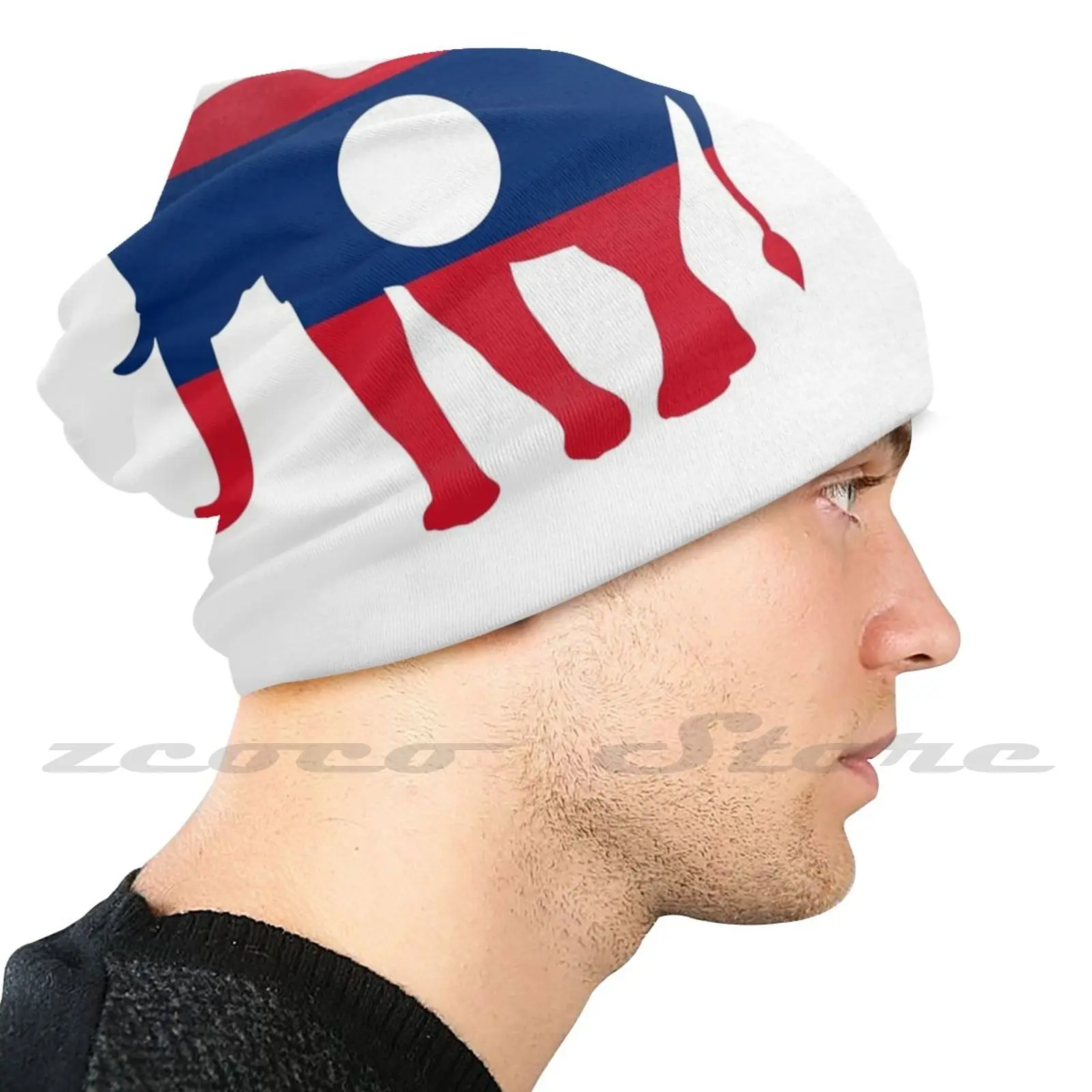 Flag Elephant Of Laos Knit Hat Elastic Soft Personalized Pattern Present Cap Flag Elephant Of Laos Flag Of Laos Elephant Of