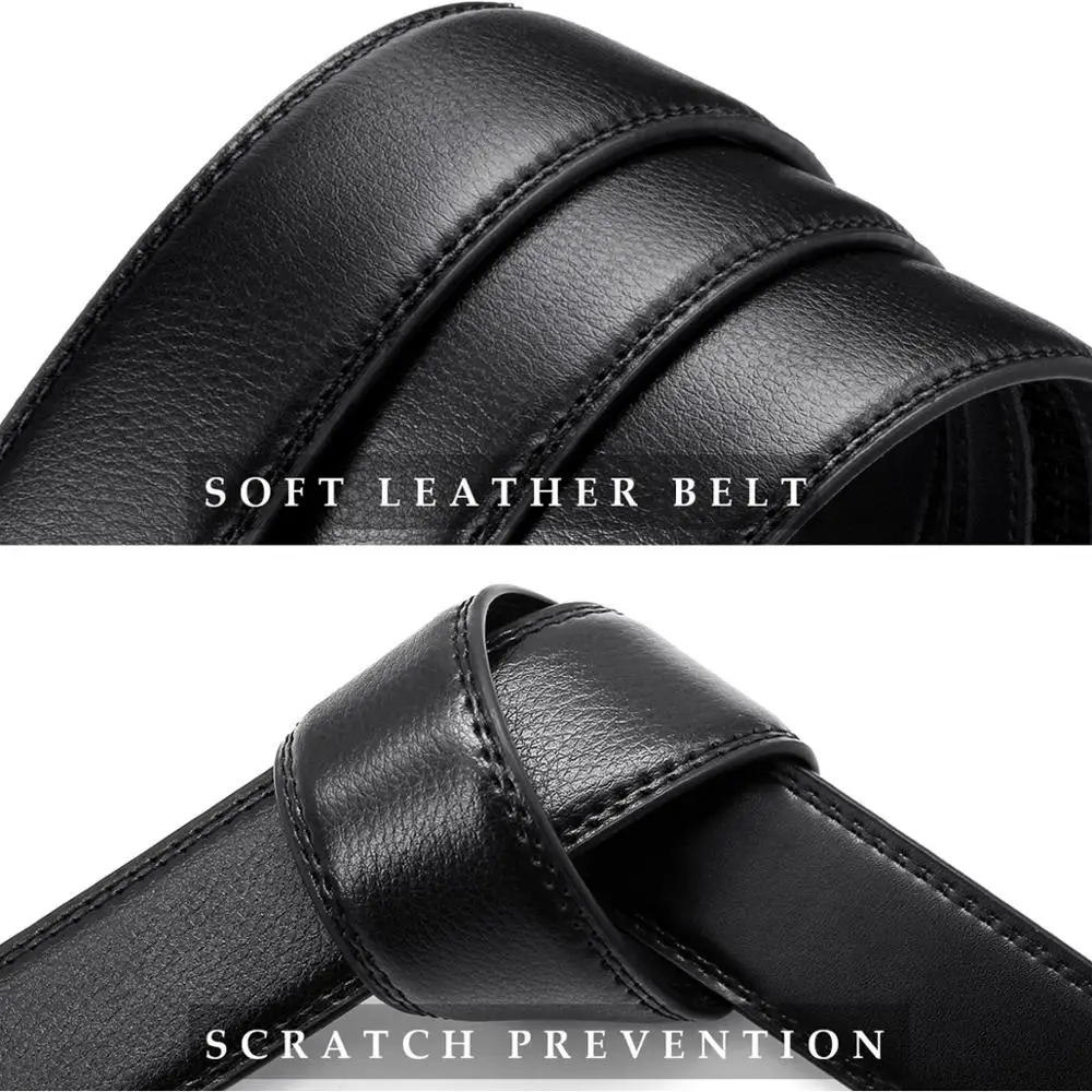 JACNAIP Genuine Leather Ratchet Mens Belts Business And Leisure Automatic Alloy Buckle Belts For Men,Top Quality Luxury Belts